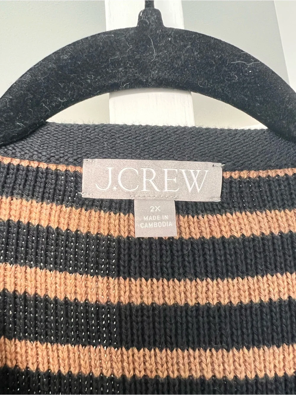 J.Crew Emilie Sweater Lady Jacket Black & Brown Stripes Size 2XL